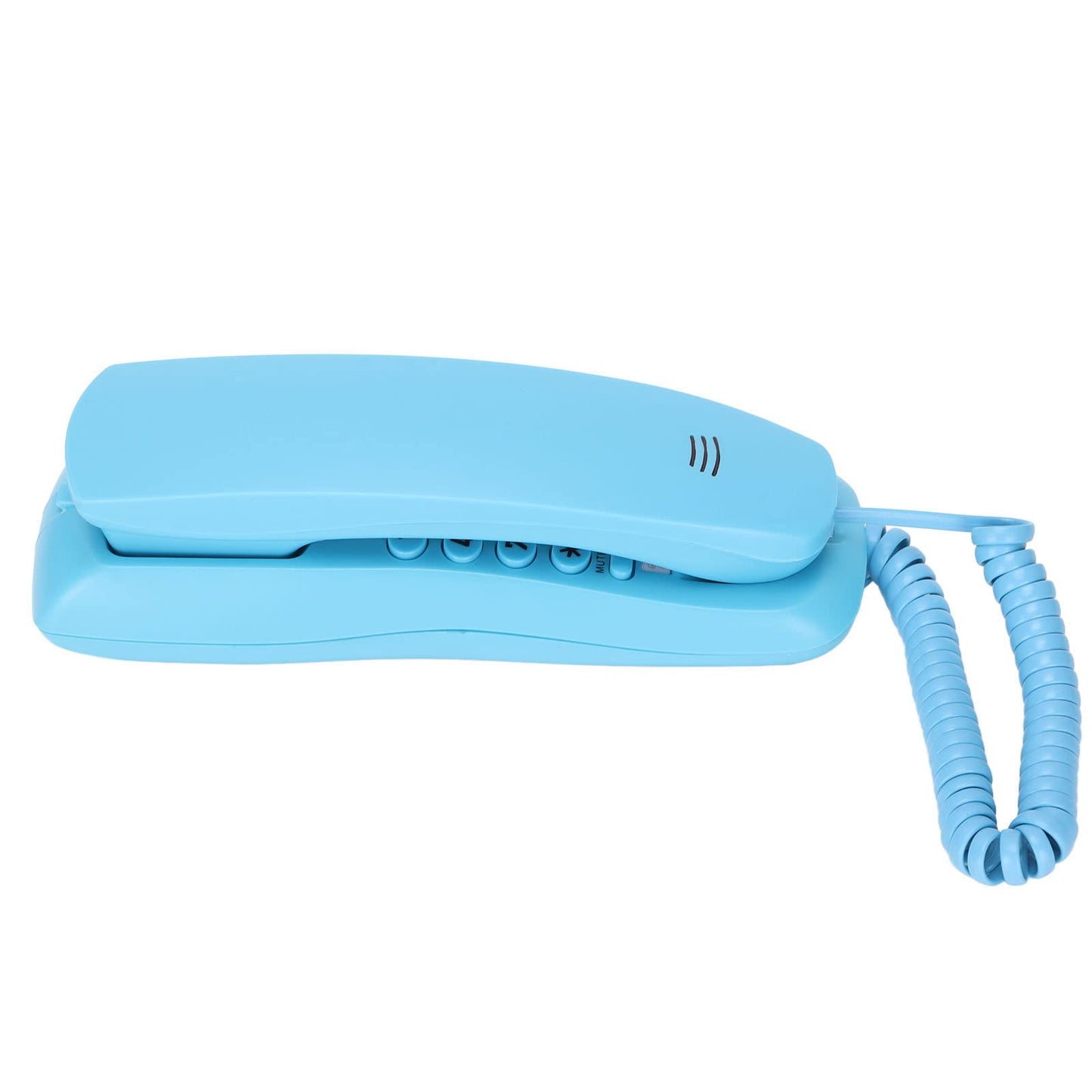 YYOYY Teléfono de Montaje en Pared, Teléfono de Escritorio con Cable, con Función de Silencio/Pausa/Remarcación, Voz de Llamada Clara, Mini Línea Fija Liviana, para Oficina en Casa, Hotel(Azul)