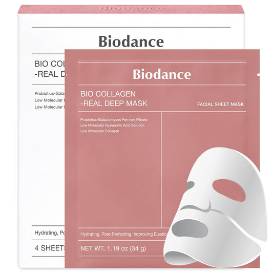 BIODANCE Bio-Collagen Real Deep Mask, Overnight Mask, Pore Eraser Mask, Hydrogel Mask Sheet, Pore Tightening, Hydrating, Low Molecular Collagen Face Mask | 34g x4ea