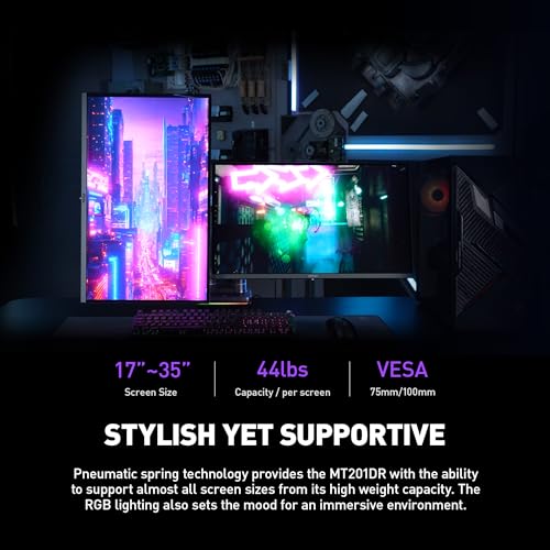 Brazos de Soporte MSI MPG Doble RGB Alta Calidad Negro Montaje Ajustable para Monitor