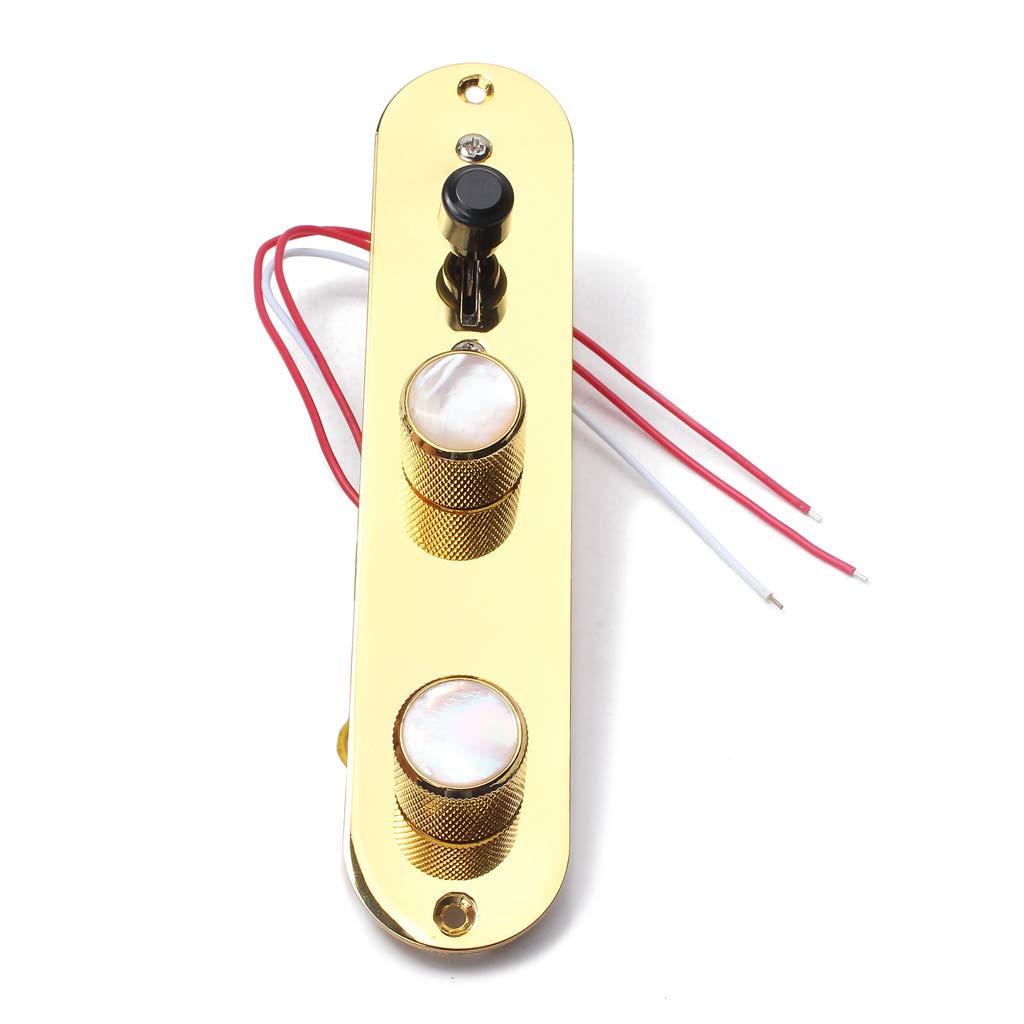 Alnicov Placa de control totalmente cargada precableada de 3 vías con arnés de cableado para guitarra eléctrica Fender Tele Telecaster, color dorado