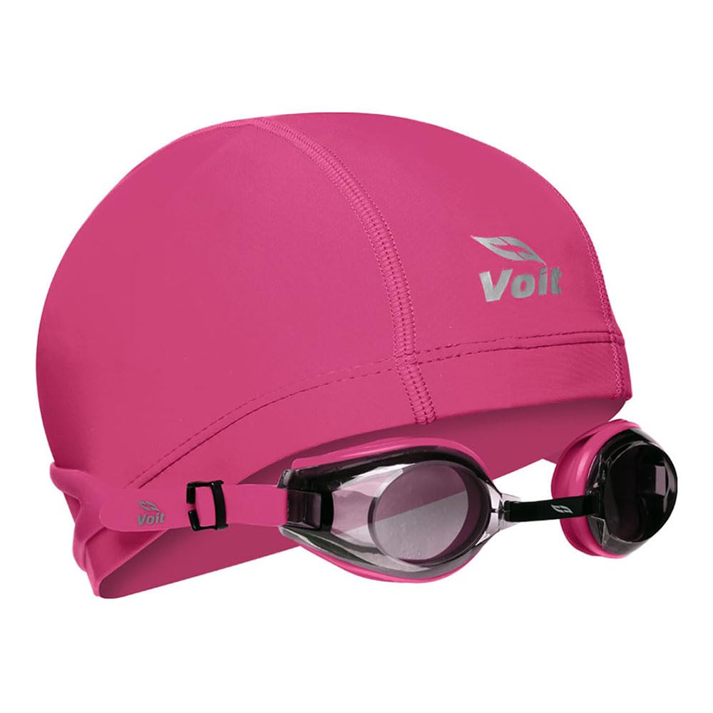 Set de Natación Voit Rosa 2 en 1 con Gafas y Gorro de Licra para Mujer