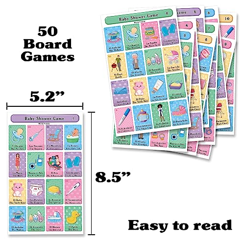 Juego de Lotería More Fiesta Bilingüe Español Inglés para Baby Shower