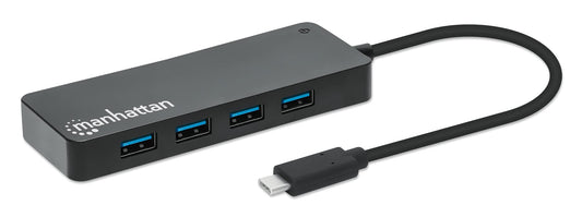 Manhattan 168410 Hub USB-C con 7 Puertos USB-A 3.2, Transferencia Rápida de 5 Gbps, Alimentación por Bus, Transferencia de Datos a 5 Gbps, Diseño Compacto, Negro