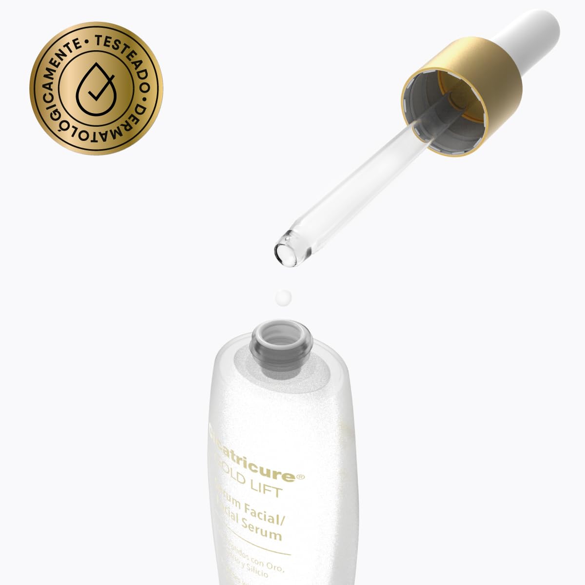 CICATRICURE - GOLD LIFT Serum Facial. Efecto tensor para rostro, cuello y escote, mejora la elasticidad, frasco con 27ml