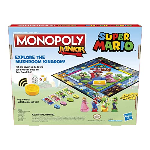 Hasbro Gaming Monopoly Junior: Super Mario Juego de Mesa con 1 Tablero, 2 Dados, Accesorios e instructivo para 2 a 4 Jugadores a Partir de los 5 años