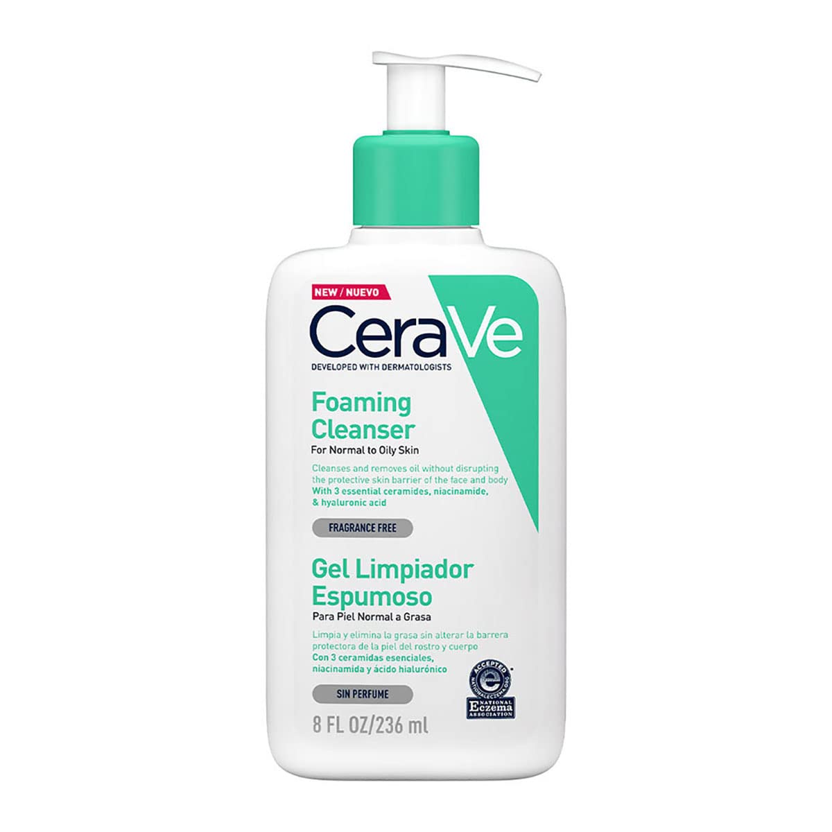 CeraVe Crema Hidratante |454gr| Hidrante diario para rostro y cuerpo para piel seca + Gel Limpiador Espumoso Diario para Piel Mixta, Grasa o con Acné 236ml