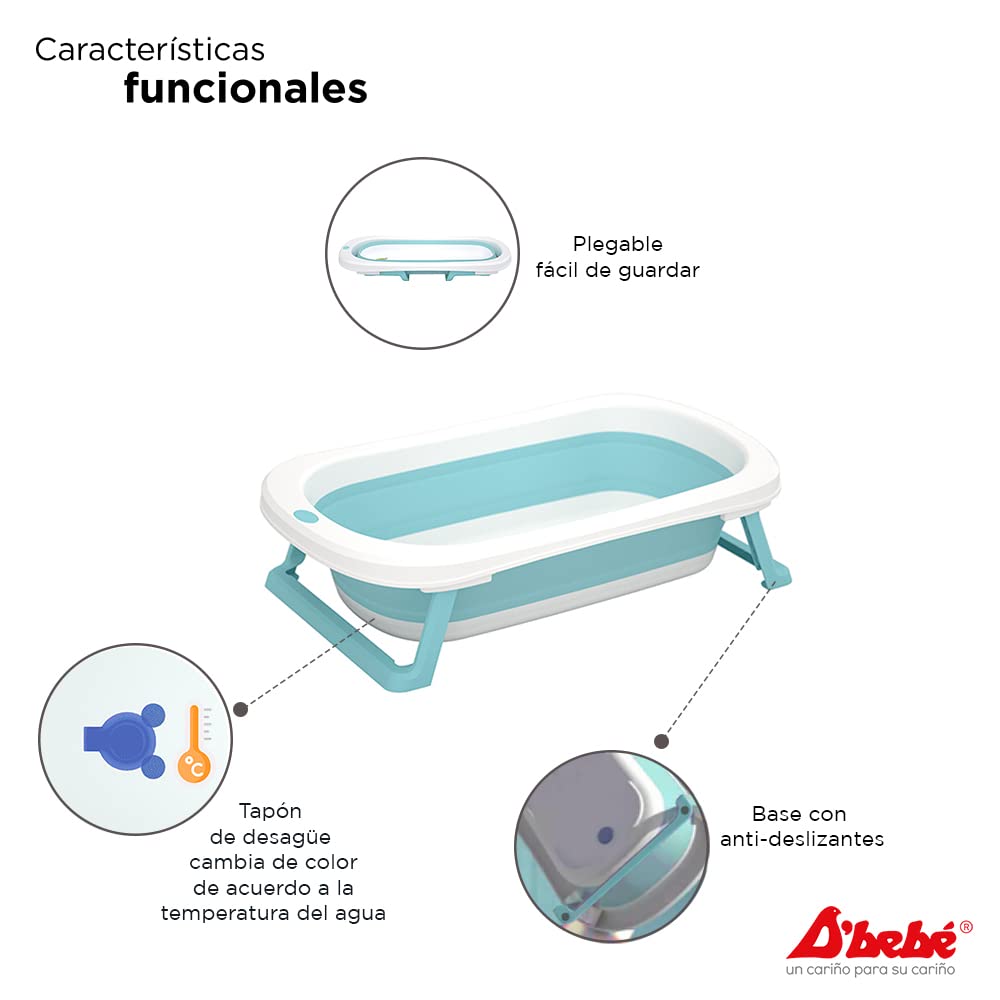 Bañera Antideslizante Plegable D´BEBÉ Verde para Bebé
