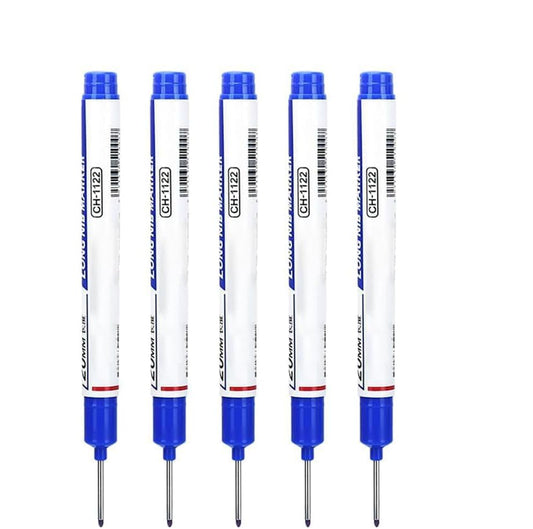 Marcador de Agujeros Profundos de 20 mm con Punta Larga, Tinta Permanente e Impermeable, Herramienta de Marcado para Carpintería y Baño (Azul)