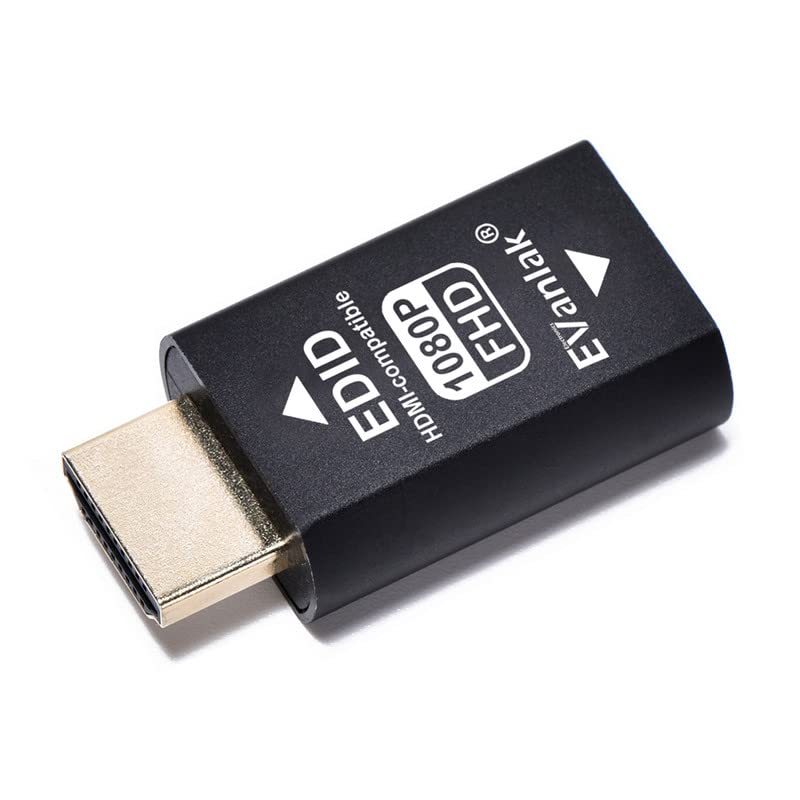 EVanlak Hdmi Edid Emulador Passthrough 3rd Generrtion Premium Aluminio Eliminado Emulador Adaptador Funciona con Mac Thunderbolt a HDMI Switches/Extender/Receptor AV/Divisores de vídeo,