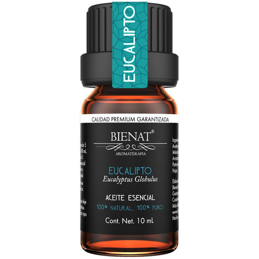 BIENAT AROMATERAPIA Aceite Esencial de Eucalipto 10mL | 100% Puro y Concentrado | Ideal para Difusor de Aromas, Humidificador, Aromaterapia, Masajes, Meditación, Jabones y Velas | Esencia Natural en Gotas