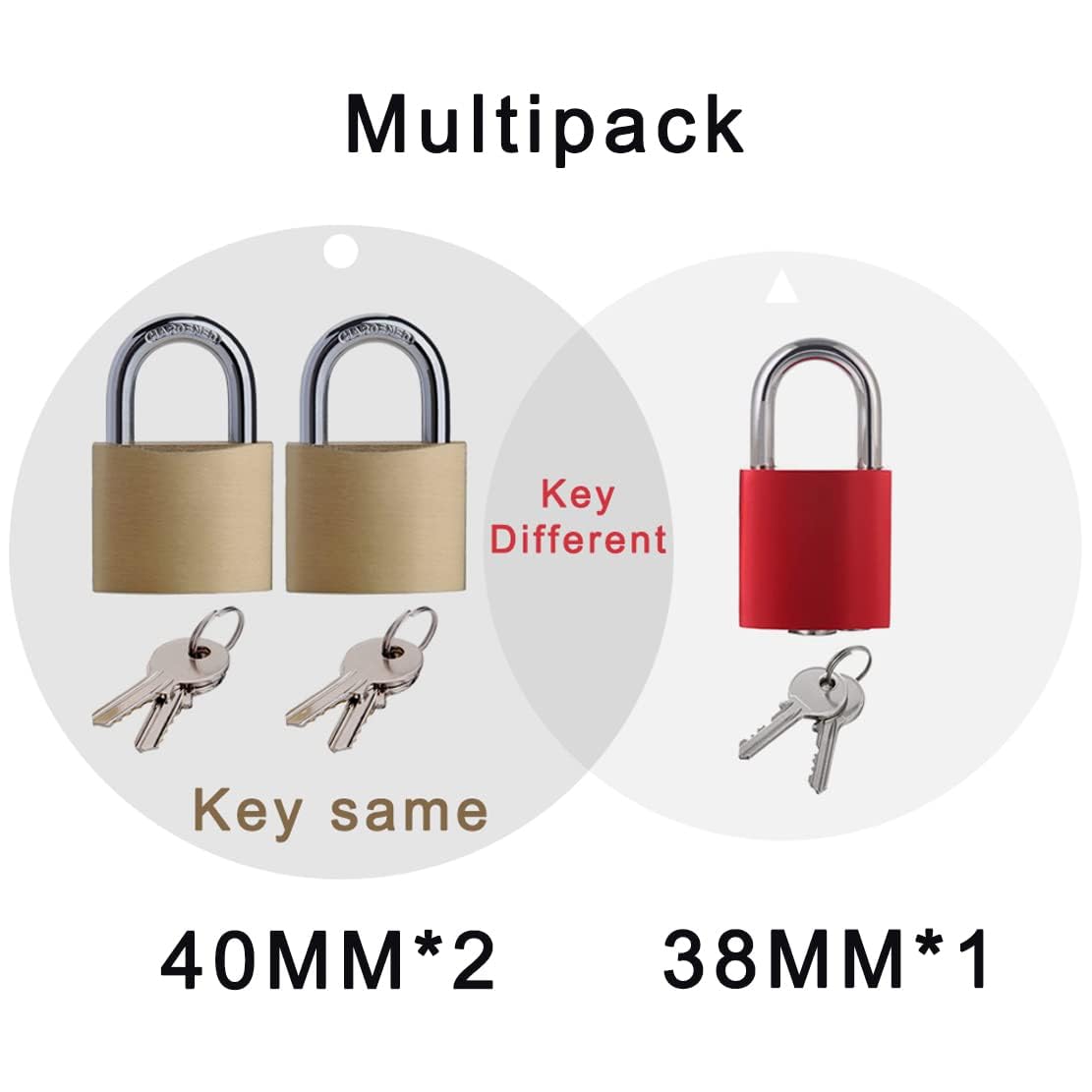 Juego de Candados SEPOX Latón Sólido y Aluminio Alta Seguridad
