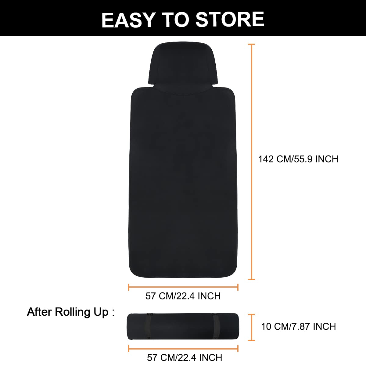 INFANZIA - Funda de asiento impermeable de alta calidad, de neopreno, ajuste universal, 100% lavable y extraíble, antideslizante, ideal para gimnasio, yoga, entrenamiento (negro, 1 unidad