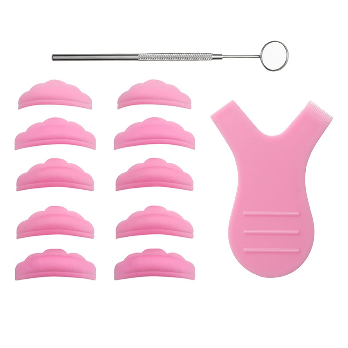 SUKPSY Juego de extensión de injerto de pestañas en forma de Y, cepillo de pestañas permanente, almohadilla de silicona, cepillo de elevación de pestañas, multifunción, espejo de control para herramientas de maquillaje de pestañas