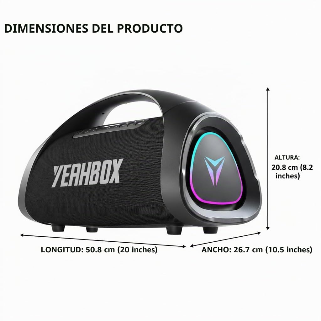 Altavoz Portátil Impermeable YEAHBOX Azul con Subwoofer y Carga Rápida para Fiestas