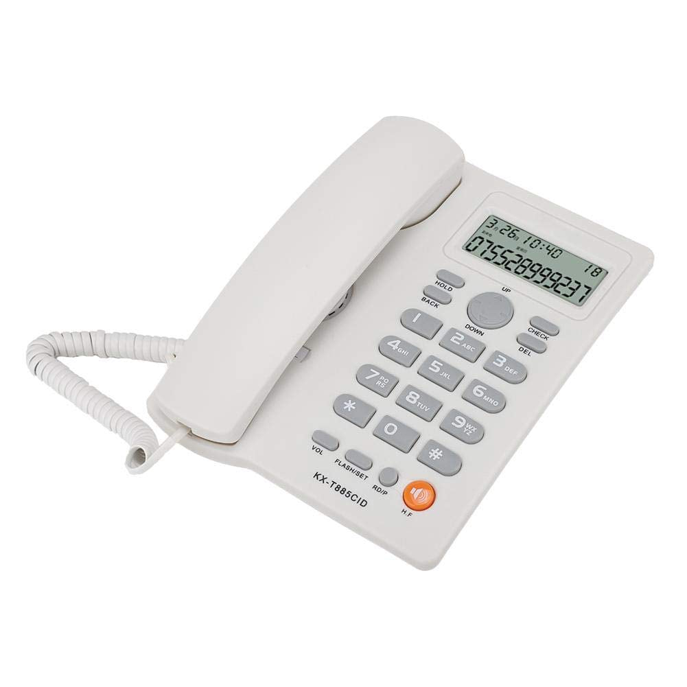 Teléfono del Hotel Identificador de Llamadas Teléfono Llamadas Manos Libres Oficina en el Hogar Teléfono Fijo del Hotel Inglés(Blanco)