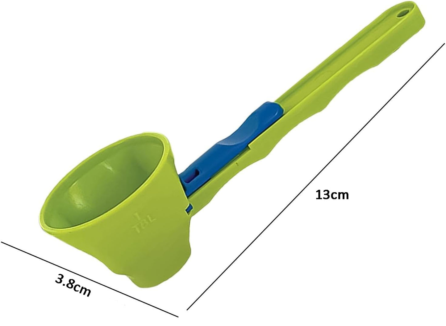 Cuchara Embudo Medidora De Polvo Gimnasio Blue Con Mango Largo 2 En 1