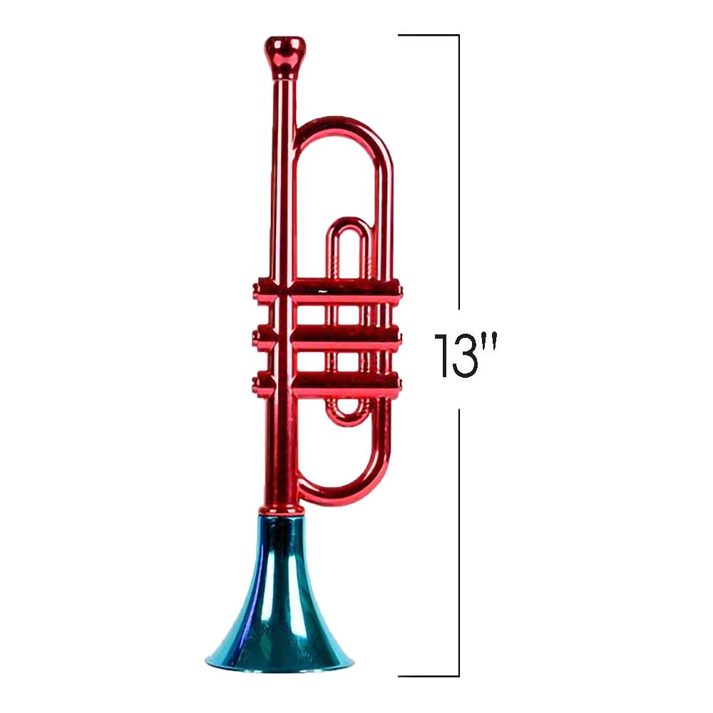 ArtCreativity - Juego de 5 trompetas metálicas de 13 pulgadas, divertidos instrumentos musicales de plástico para fiestas y eventos, juguetes musicales para niños, regalos geniales para fiestas de
