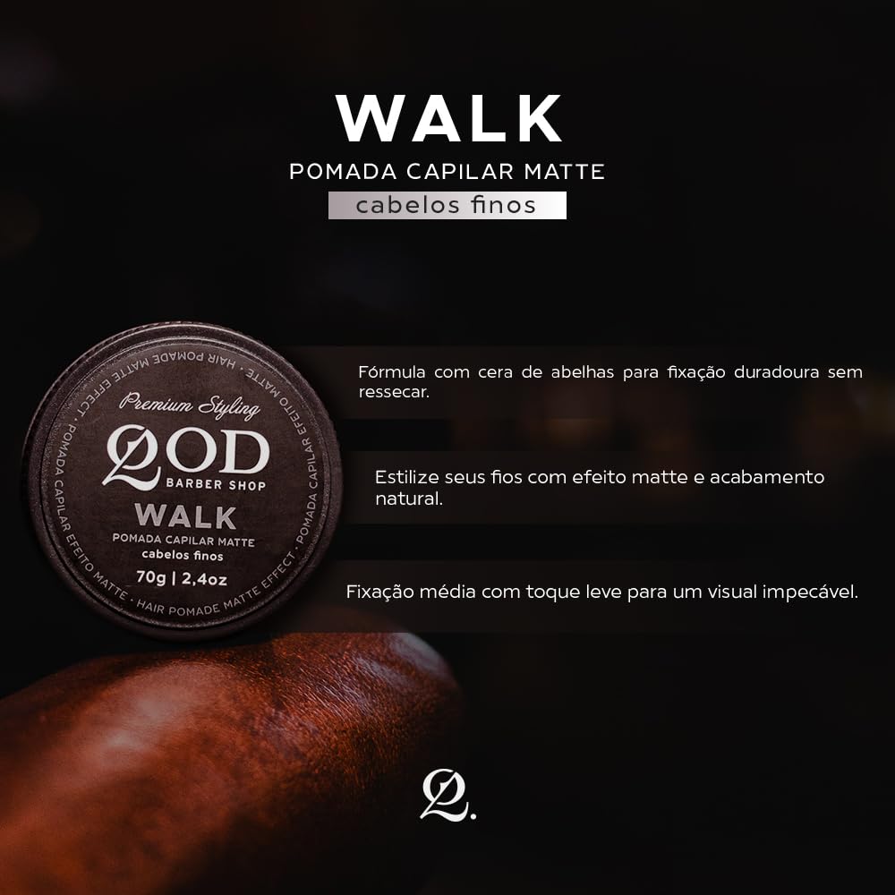 QOD Barber Shop - Pomada para el cabello Walk - Efecto mate - 70 g