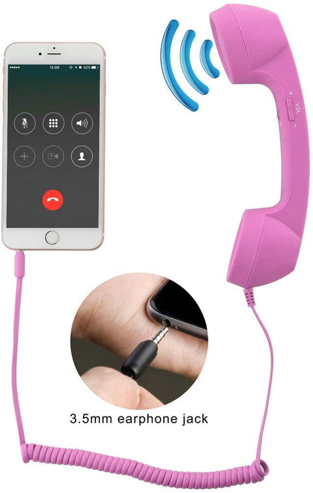 Altavoz Retro YTYKINOY Rosa con Receptor y Micrófono para Teléfonos Celulares y Smartphones