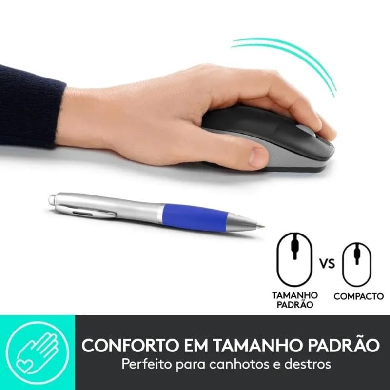 Logitech M190 Mouse Inalámbrico, Diseño Curvo Ambidiestro, Batería 18 Meses con Modo Ahorro, Receptor USB, Cursor y Desplazamiento Preciso, Compatible con PC, Mac, Laptop - Negro/Gris