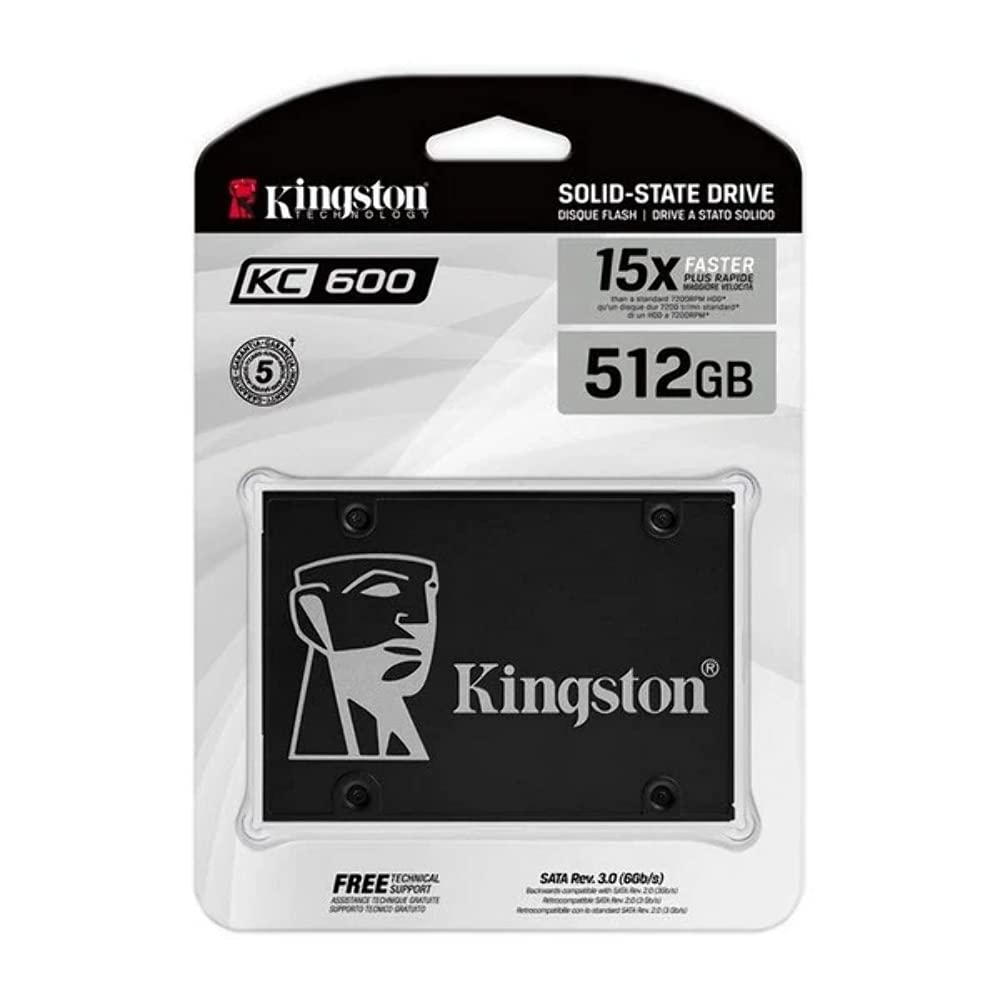 Disco de Estado Sólido Kingston KC600 512GB SATA 3 Negro con Encriptación XTS-AES 256-Bit