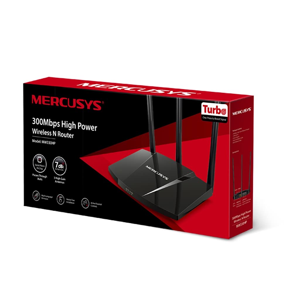 Router Inalámbrico TP-Link Mercusys Negro de Alta Potencia N Wi-Fi 300Mbps