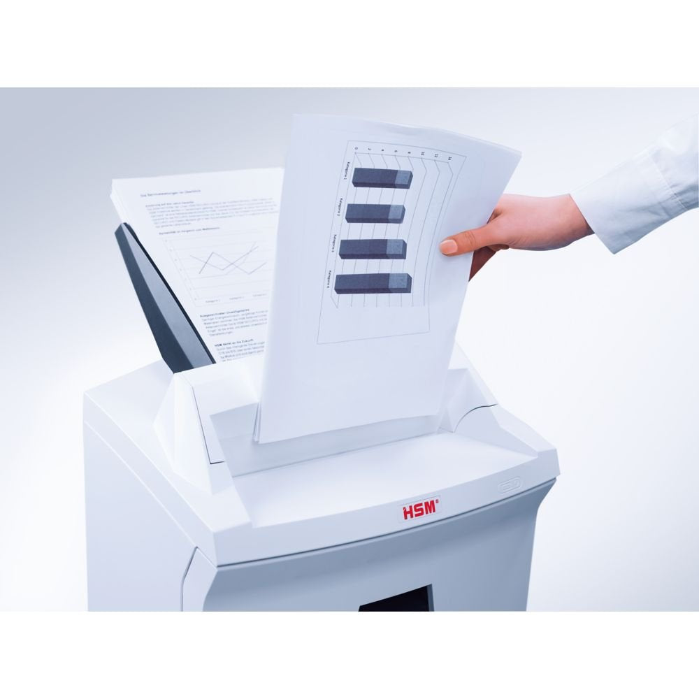 Trituradora de Papel HSM Securio Blanco Corte Cruzado Alimentación Automática, Microcorte 11-15 Hojas