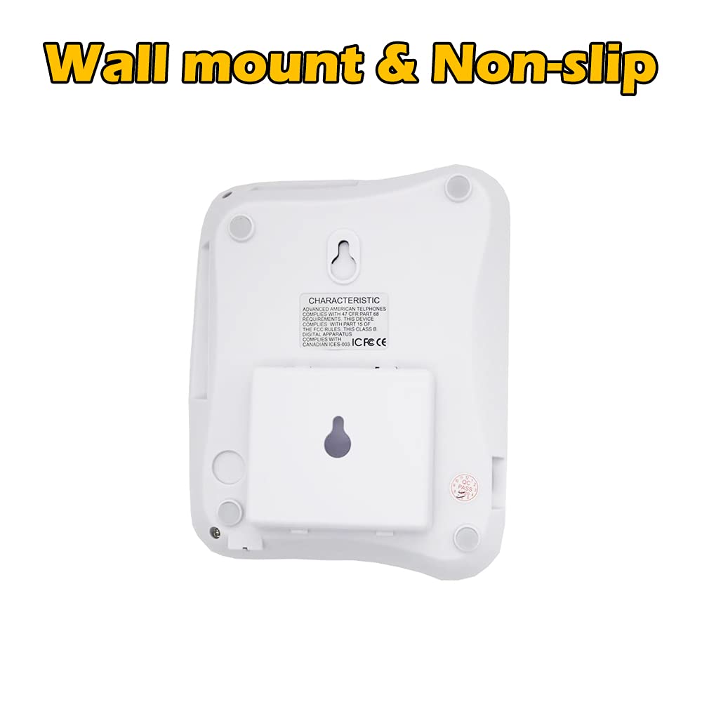 JeKaVis J-P45 Teléfono con cable con botón grande y altavoz alto, teléfonos Land Line compatible con audífonos para personas mayores, soporte de marcación rápida/montaje en pared