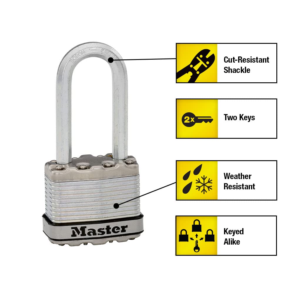 Candado Laminado Master Lock Magnum Acero Shackle 4.45 cm paquete de 3