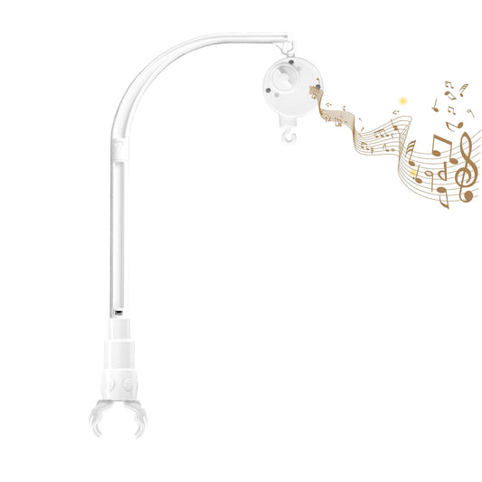 Soporte de Brazo para Cuna de Bebé con Caja de Música y Decoración de Juguetes Ajustable de 58,4 cm