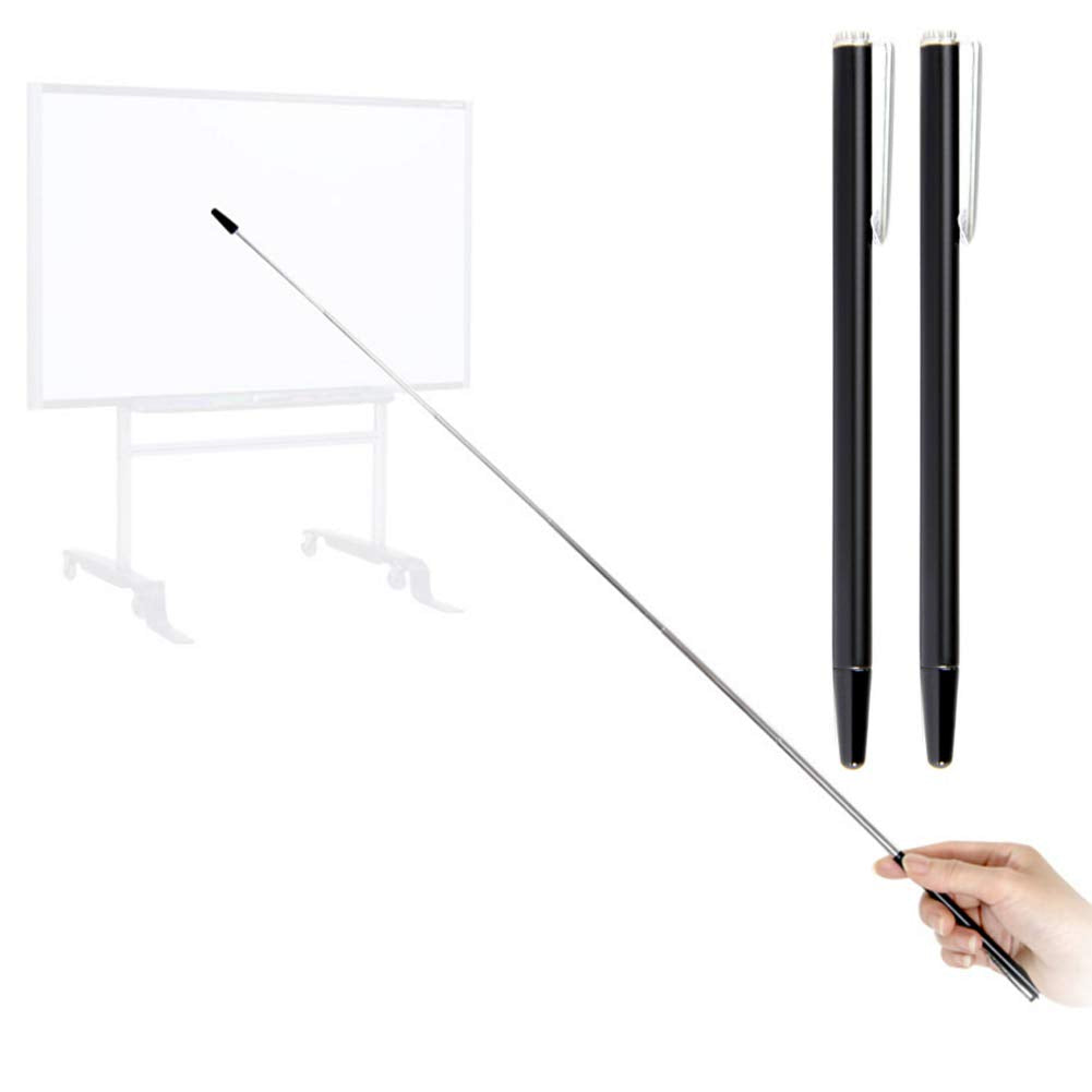 Puntero Telescópico Para Profesores de Enseñanza Negro de Metal Retráctil 25 Pulgadas (2 Piezas)