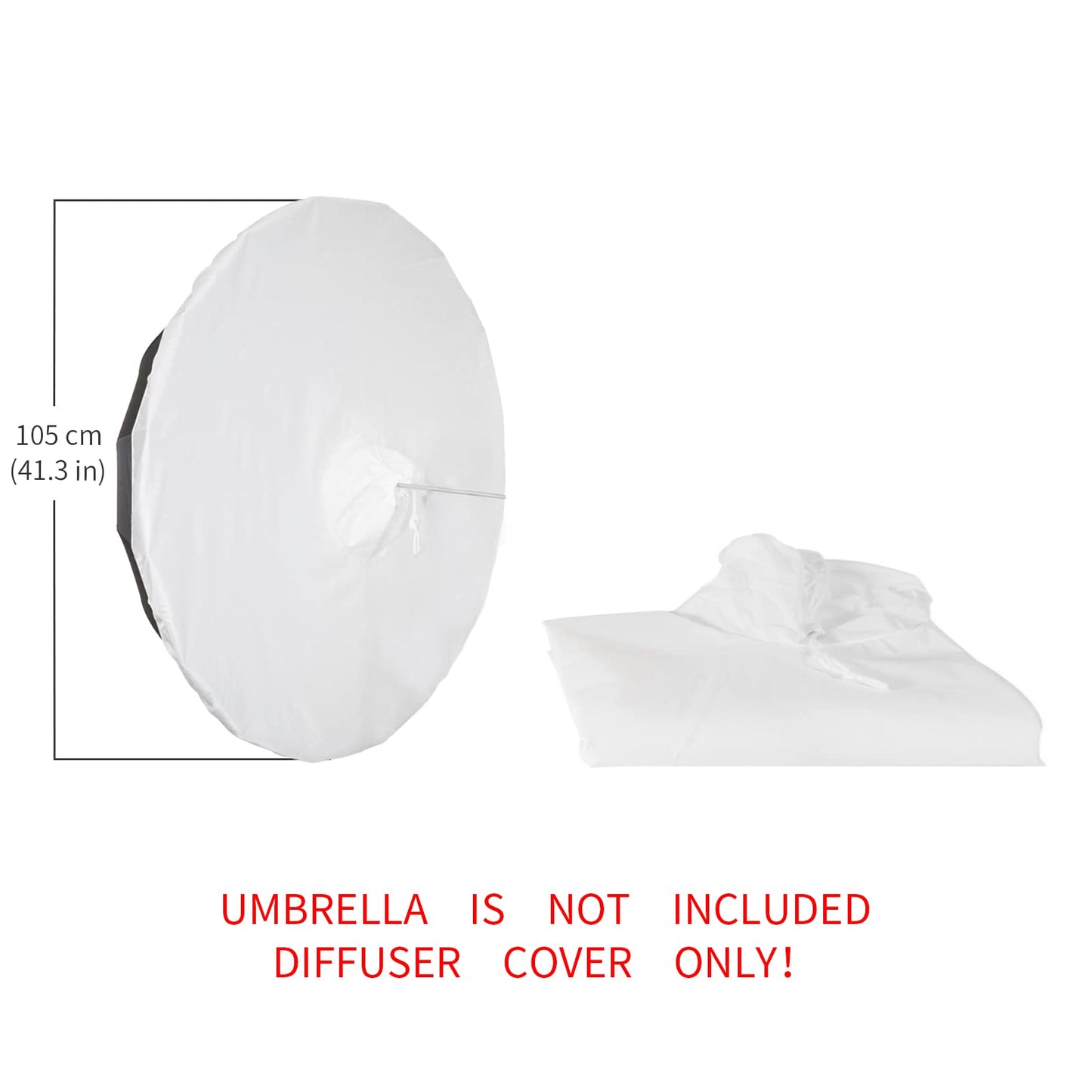 Selens 41 Inch Professional Photography Studio Umbrella Diffuser Soft Light Cloth for 16 Rods Black/Silver Parabolic Reflective Lighting Umbrella