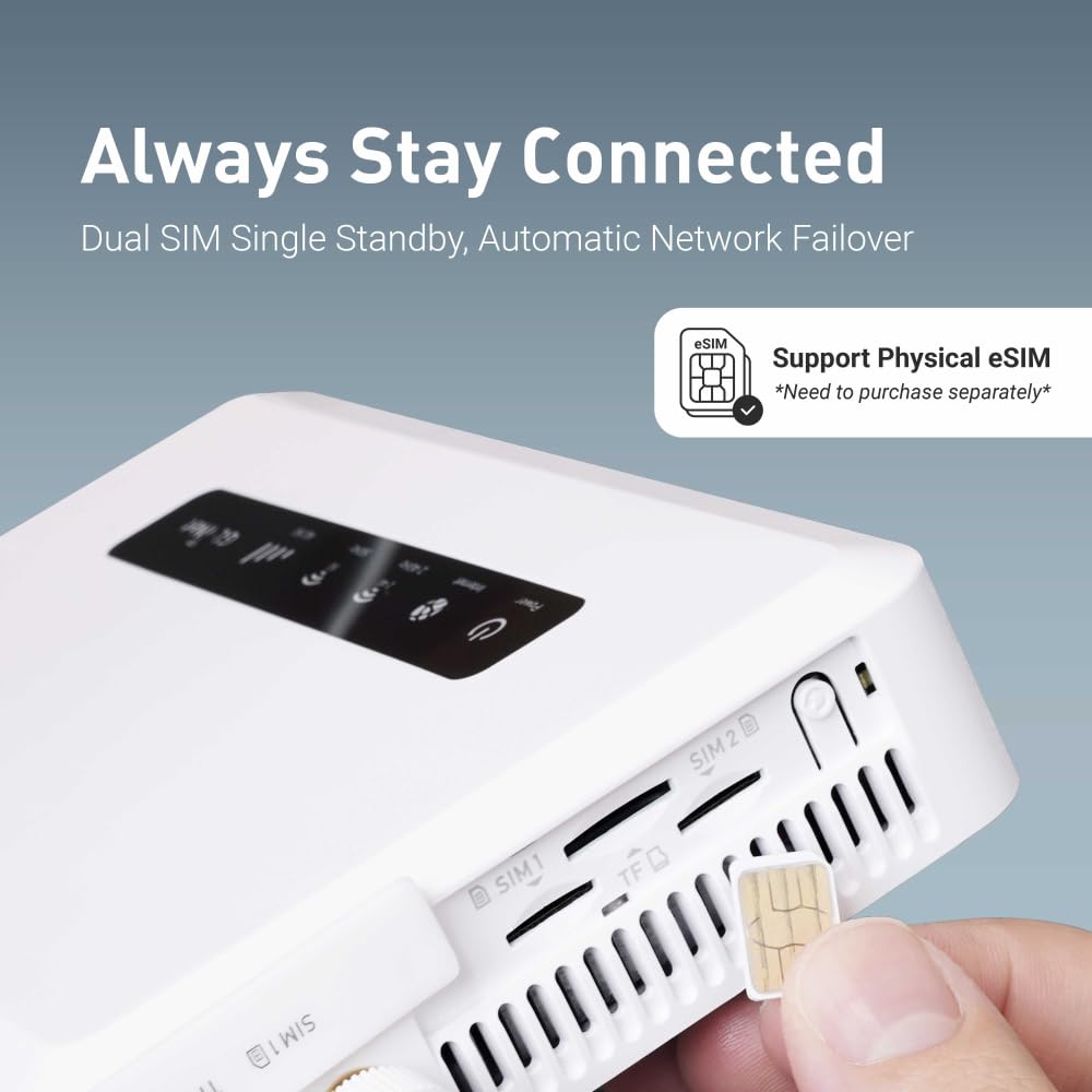 GL.iNet GL-X3000 (Spitz AX) 5G NR AX3000 Gateway Router Celular, Wi-Fi 6, Antenas Desmontables, Dual-SIM, Certificado para Dispositivos IoT de T-Mobile y AT&T, Ideal para RV