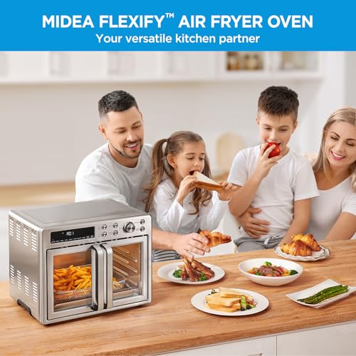 Freidora de Aire Extragrande Midea Flexify Acero para Horno Tostador de Puerta Francesa 90% Menos Aceite