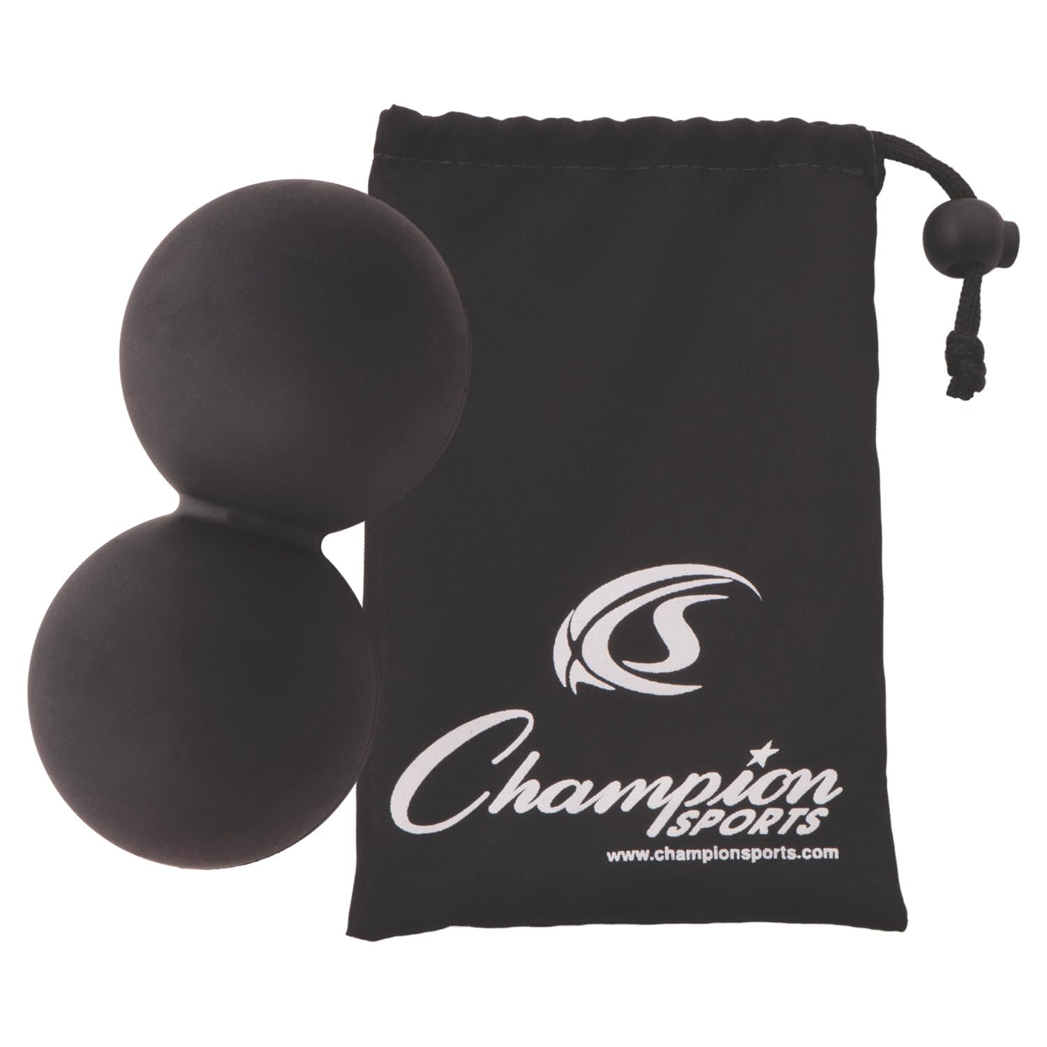 Champion Sports - Pelota de masaje de cacahuete, 2.5 pulgadas, goma negra, bolas de rodillo de tela profundo para mayor movilidad, alivio del punto de gatillo en los pies, espalda, cuello, hombros,