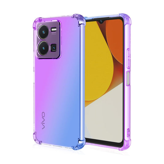DABUNA Funda para Vivo Y35 4G Case Uso Rudo,Transparente Colores Degradados Protectora de Cámara Anticaída Carcasa Bumper(Púrpura Azul)