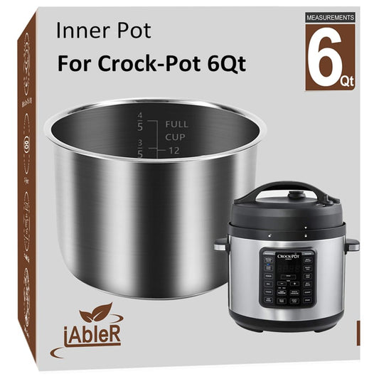 Crock-Pot - Olla de repuesto de acero inoxidable de 6 cuartos de galón, accesorio de cocina múltiple