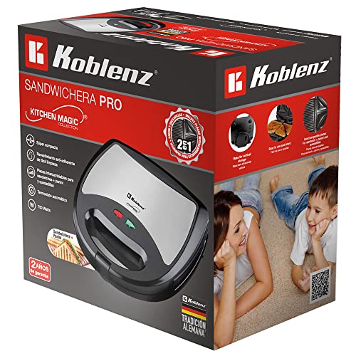 Sandwichera Eléctrica Koblenz Blanca Placas Anti-Adherentes Reversibles 2 en 1 750 W