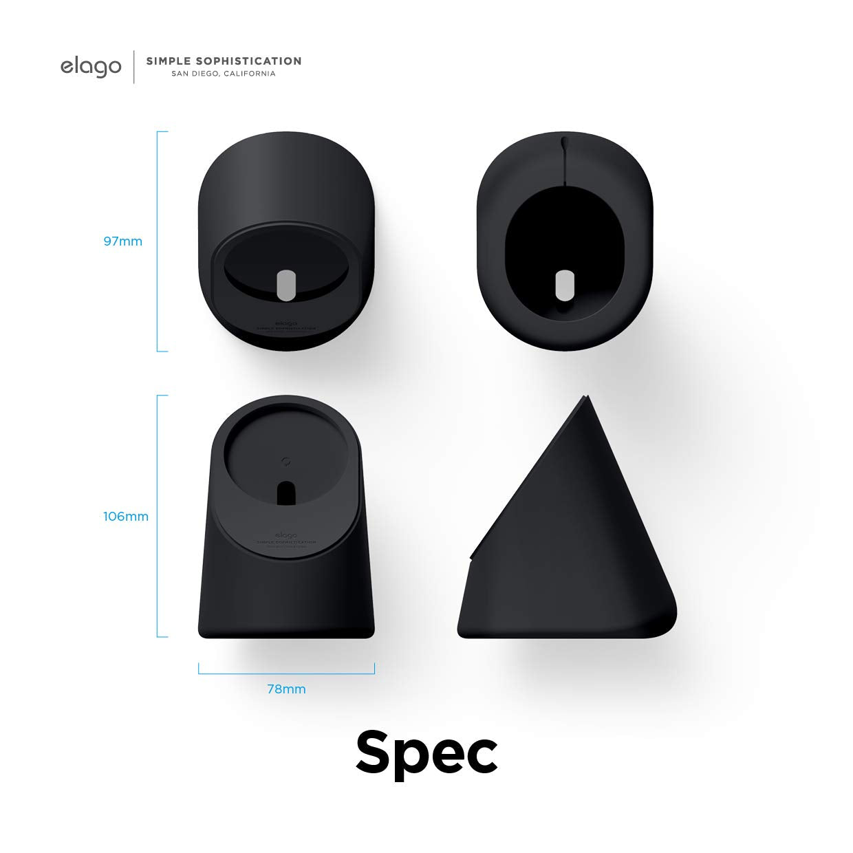 Soporte de Carga elago MS1 Negro Compatible con Magsafe de Silicona Premium para iPhone 16, 15, 14, 13, 12 Serie
