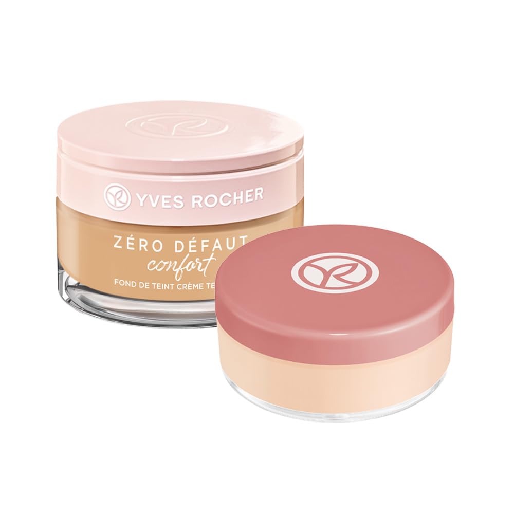 Yves Rocher, Kit Base de Maquillaje, Cobertura alta + Polvo Traslucido, Fija Maquillaje y Controla el Brillo, Fórmula Vegana, 40 ml c/u