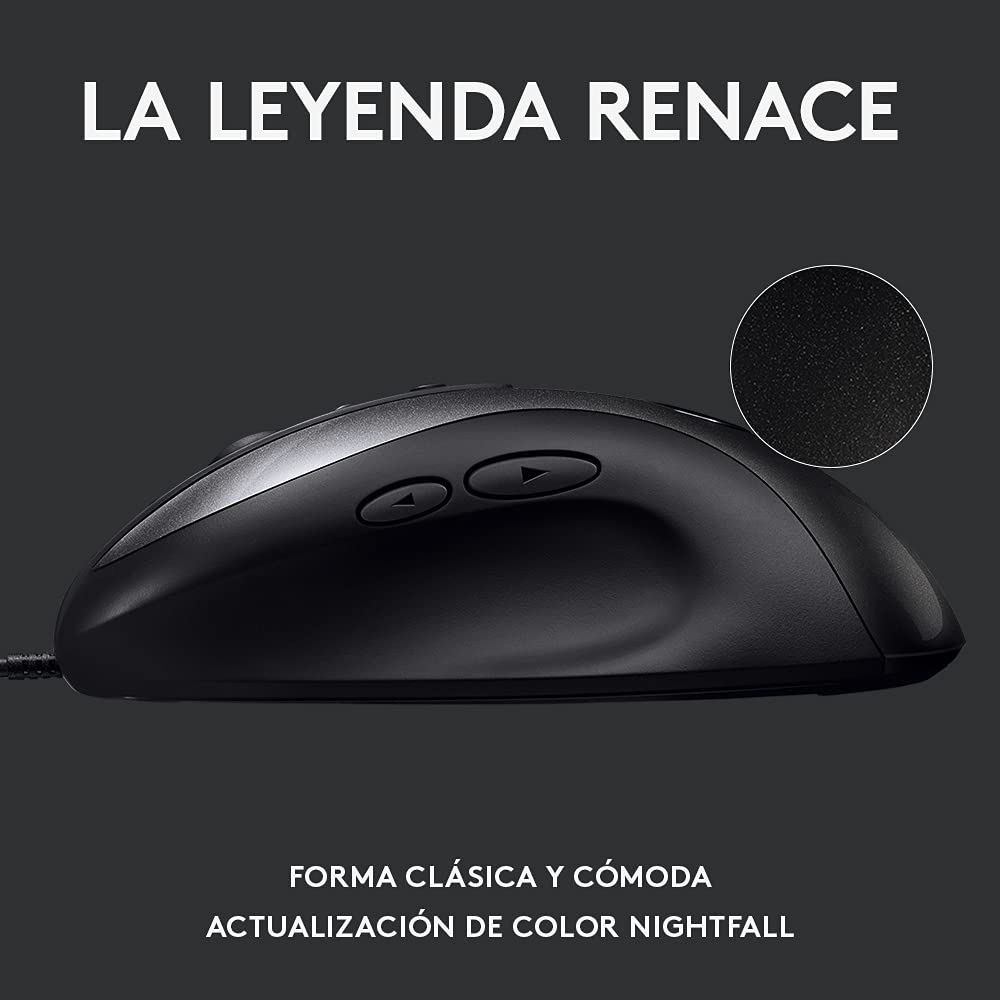 Logitech G MX518 Mouse Gaming con Cable, Captor HERO 25K, 25,600 DPI, ARM Procesador, 8 Botones programables, Compatible con PC/Mac - Negro/Gris