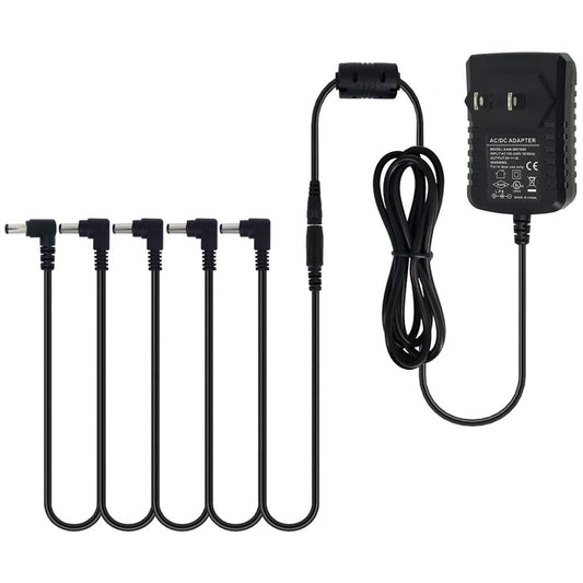 Adaptador de Suministro de Energía Pigtone 9V DC 1A Negro con Cables de Cadena Tipo Margarita para Pedales de Efecto de Guitarra