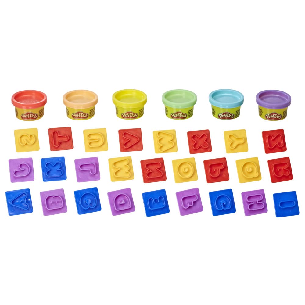 Set de Letras Play-Doh Brillantes con Accesorios y 6 Latas para Niños y Niñas