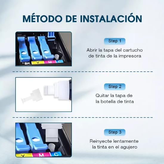 Genérico Tinta Compatible para Impresora Epson L120 L310 L380 L395 L495 L575 L606 L655 L656 L1300 L1455, Botellas 4 Negro, Cian, Magenta, Amarillo
