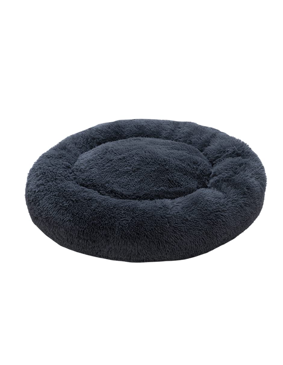 Cama para Perros PET TO BED Dark Grey Antiestrés Redonda Esponjosa Afelpada Large