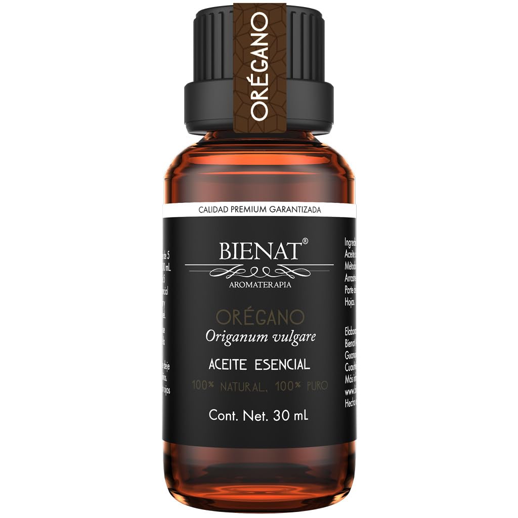 BIENAT AROMATERAPIA Aceite Esencial de Orégano 30mL | 100% Puro y Concentrado | Ideal para Difusor de Aromas, Humidificador, Aromaterapia, Masajes, Meditación, Jabones y Velas | Esencia Natural en Gotas