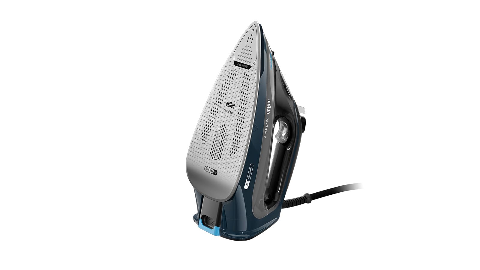 Braun TexStyle 9 SI9682 DB Ferro a vapore con tecnologia FreeGlide 3D, vapore verticale, funzione anti-goccia, funzione autopulente, apertura 330 ml, 260 g/min, 3200 W, blu scuroF