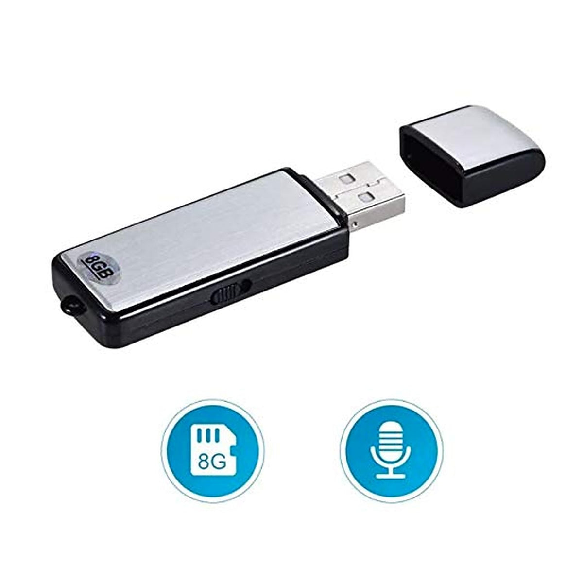 Grabadora de Voz Digital GoGo electronics Gris con Micrófono USB de 8 GB y Batería Recargable