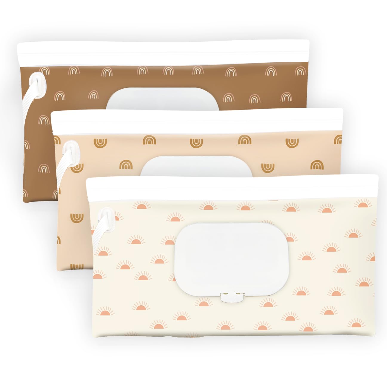 Soporte para toallitas para bebé, dispensador de toallitas, paquete de 3 recipientes recargables portátiles, funda reutilizable para toallitas de viaje para bebé, impermeable y a prueba de polvo