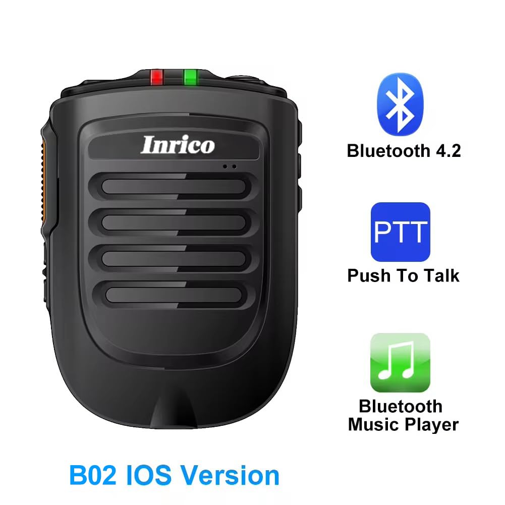 Micrófono PTT Inalámbrico ANYSECU Inrico Negro B01 para iOS y Android